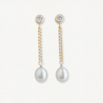 Nicola CZ Pearl Earrings Long