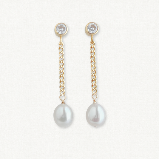 Nicola CZ Pearl Earrings Long