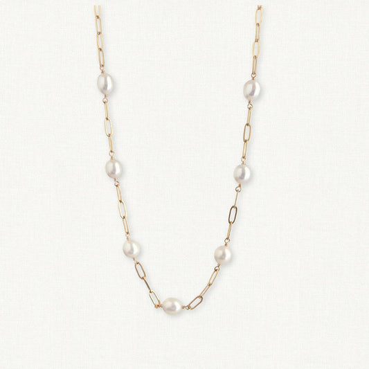 Nicola Paperclip Chain and Pearl Necklace