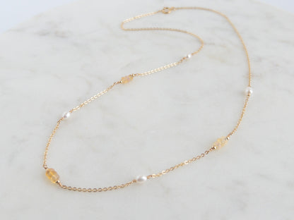 Ethiopian Opal and Pearl Station Necklace