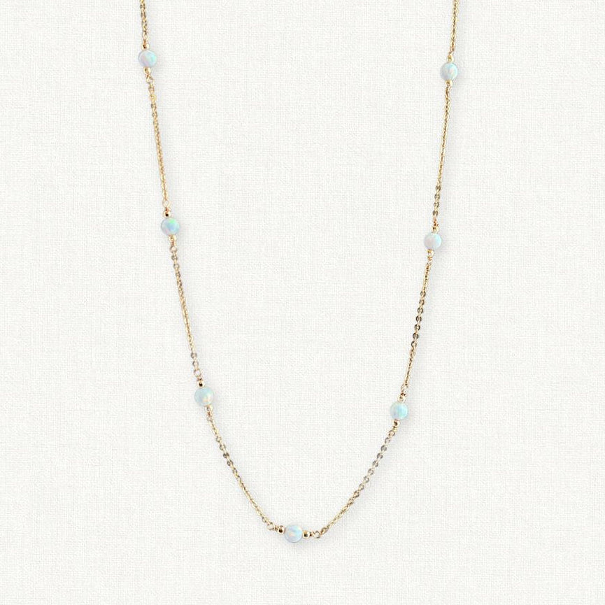 White Opal Station Necklace