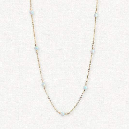 White Opal Station Necklace