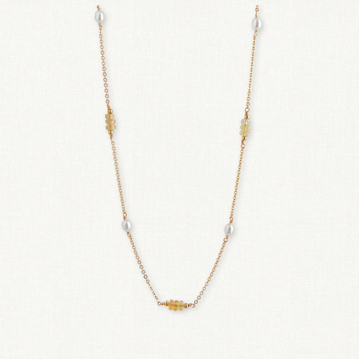 Ethiopian Opal and Pearl Station Necklace