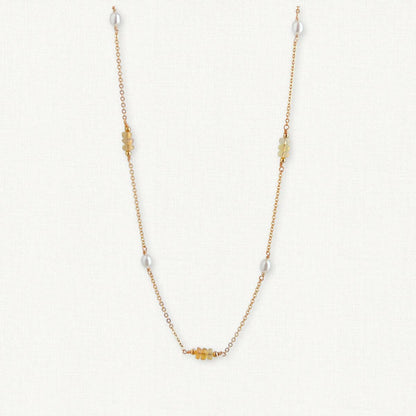 Ethiopian Opal and Pearl Station Necklace