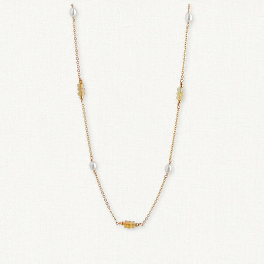 Ethiopian Opal and Pearl Station Necklace