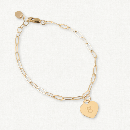 Heart Initial Charm Bracelet | 14k Gold Filled or Sterling Silver