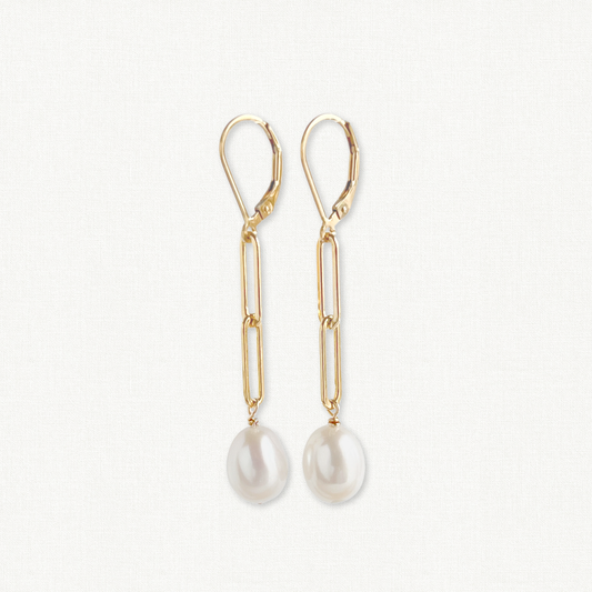 Nicola Lever Back Pearl Earrings