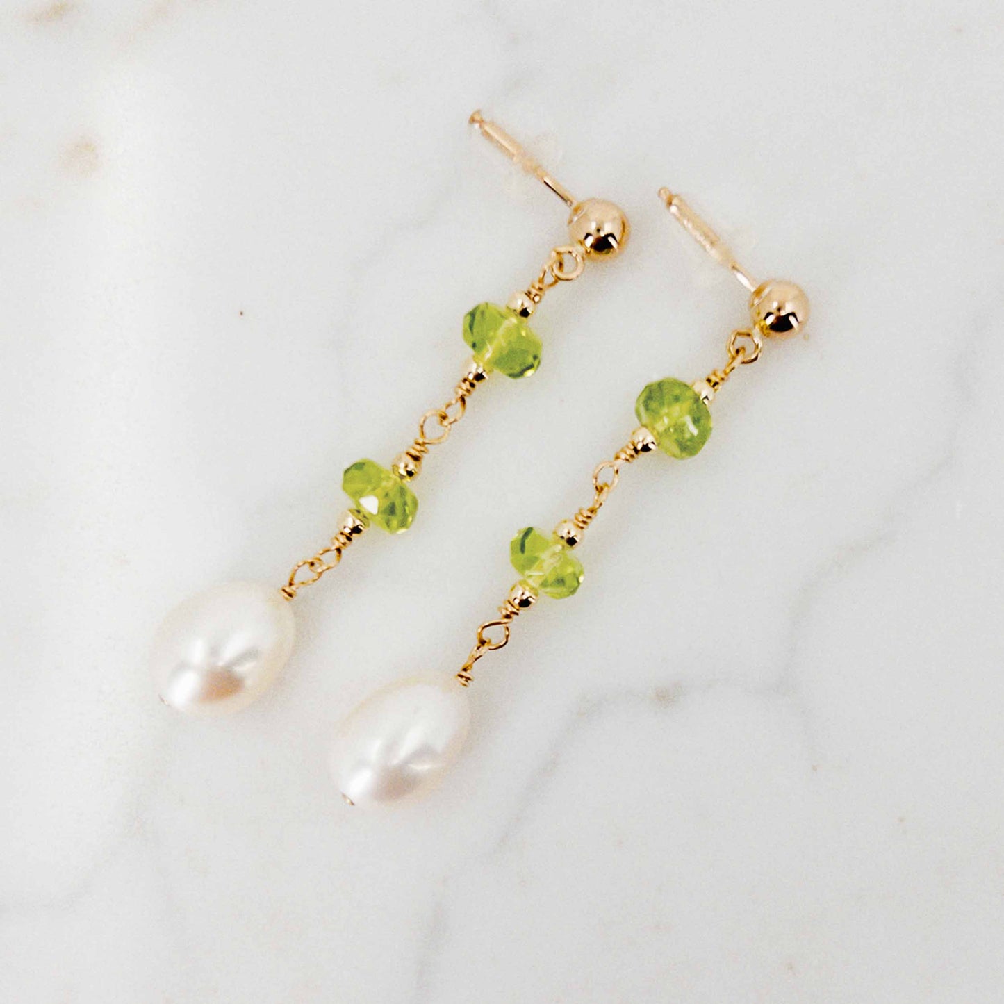 Peridot and Freshwater Pearl Earrings