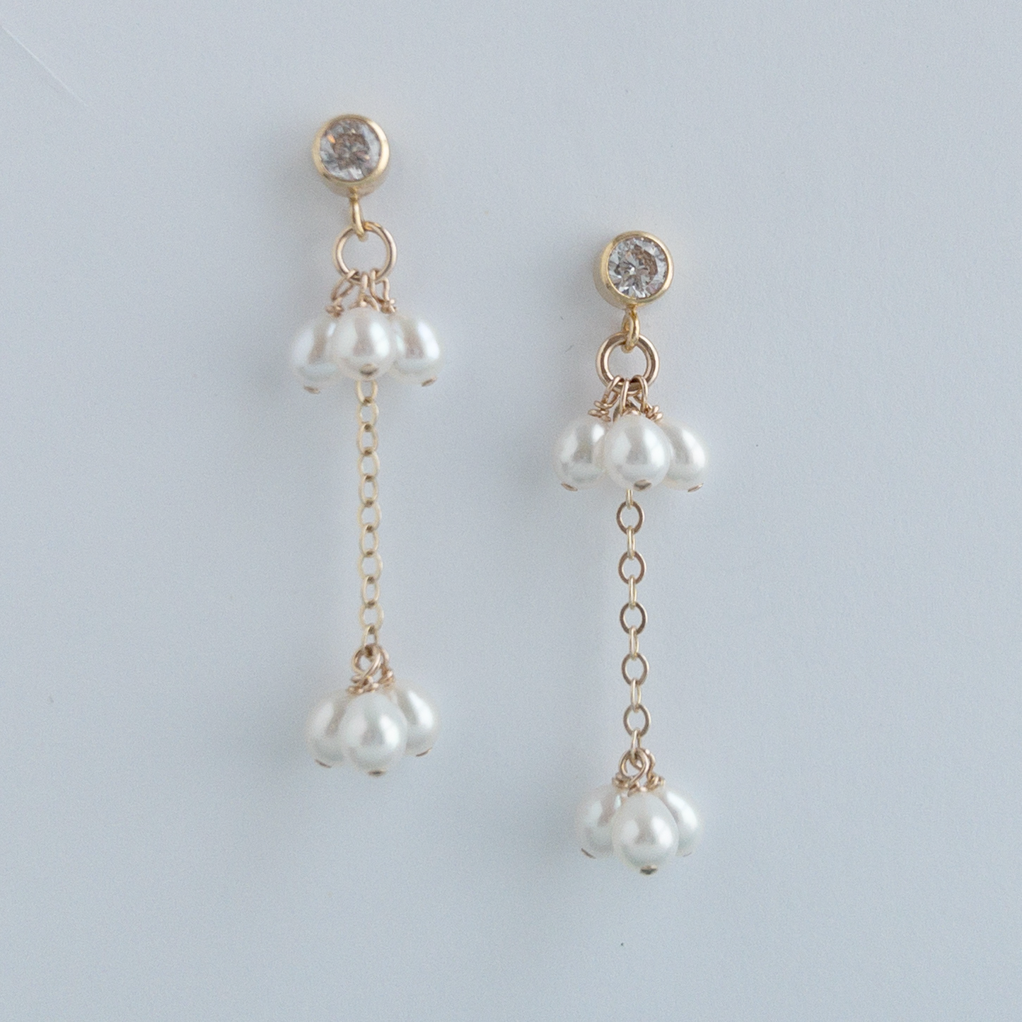 Rosa Pearl Cluster Dangle Earrings