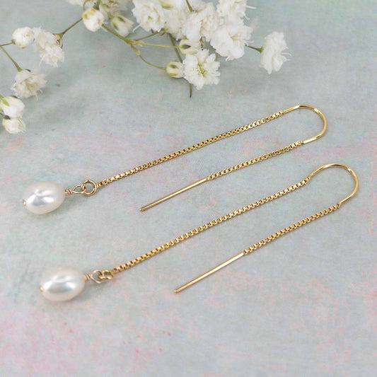Pearl Chain Earrings - Pearl Earrings Dangle