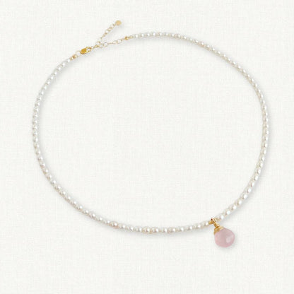 Dainty Pearl and Rose Quartz Choker