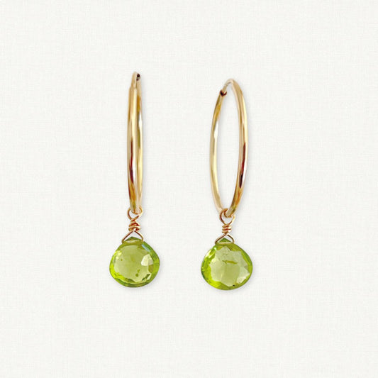 Peridot Hoop Earrings | August Birthstone