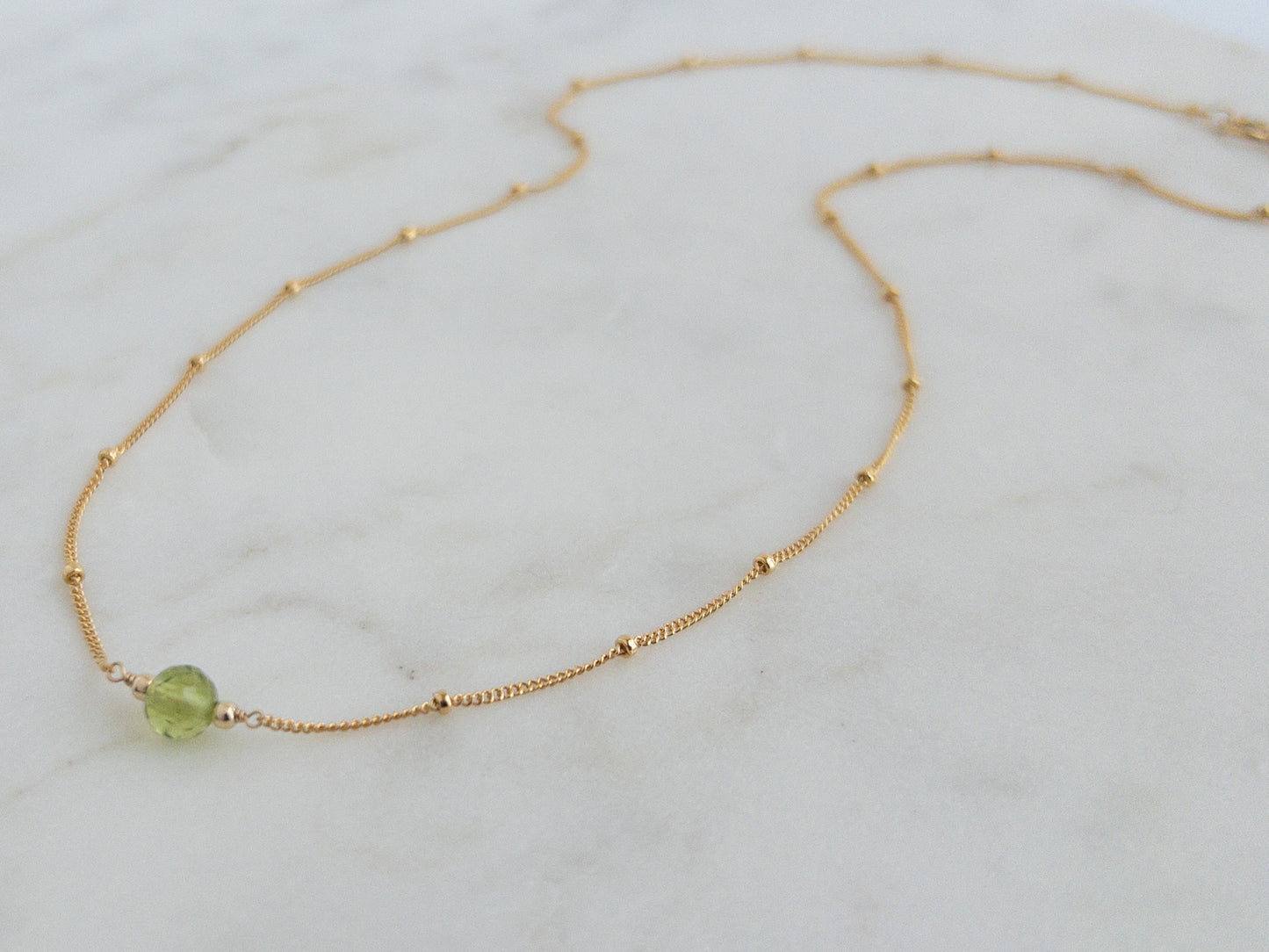 Peridot Orbit Necklace - August Birthstone
