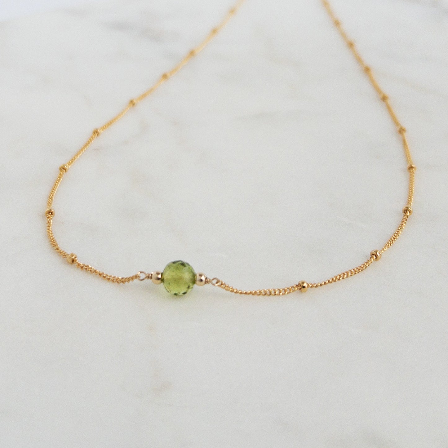 Peridot Orbit Necklace - August Birthstone