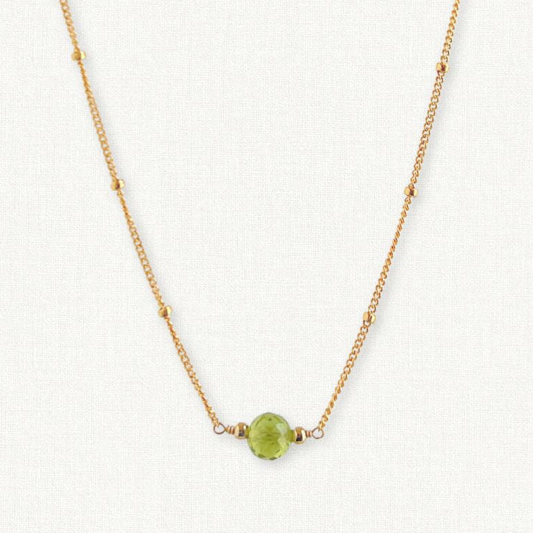 Peridot Orbit Necklace - August Birthstone
