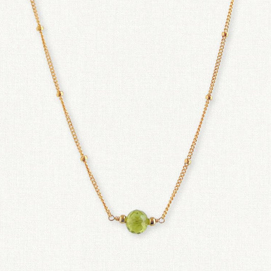 Peridot Orbit Necklace - August Birthstone