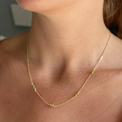 Peridot Station Necklace - August Birthstone Necklace