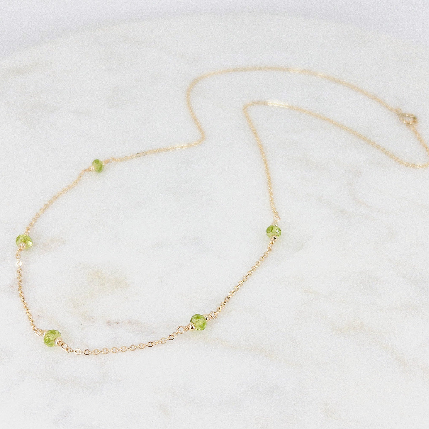 Peridot Station Necklace - August Birthstone Necklace