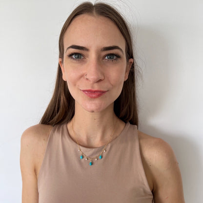 Celeste Turquoise and Pearl Dangle Necklace