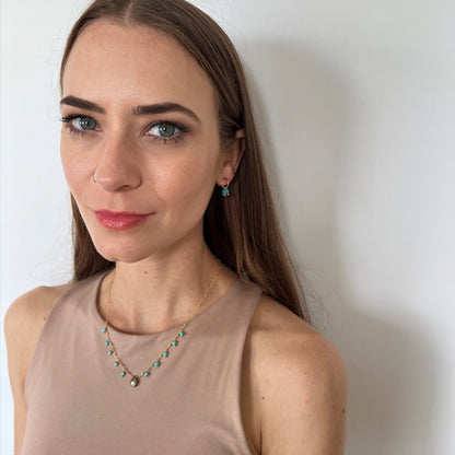 Celeste Pyrite Turquoise Dangle Necklace