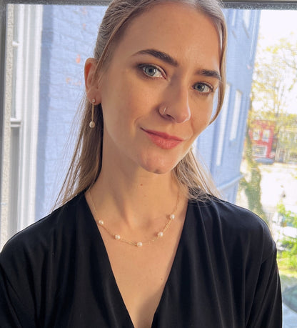 Nicola CZ Pearl Earrings Long