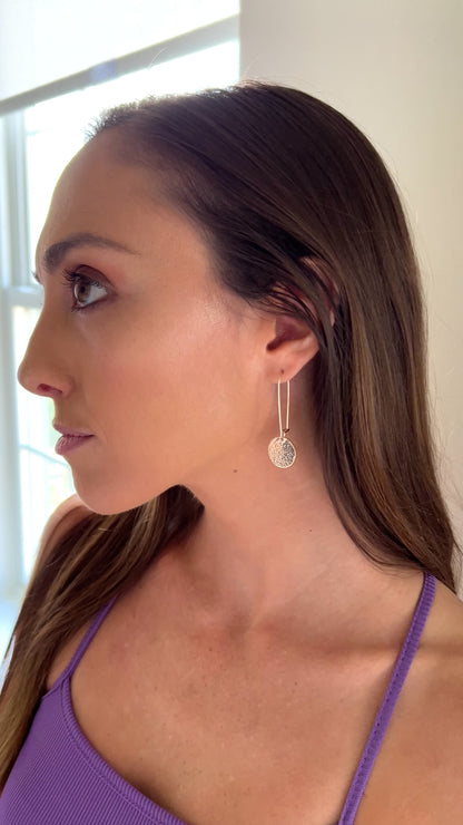 Long Dangle Disc Earrings