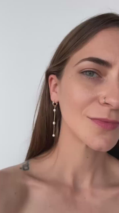 Rosa Huggie Pearl Hoop Earrings