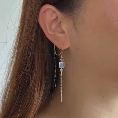 Moonstone Threader Earring
