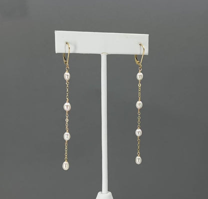Rosa Lever Back Long Pearl Earrings