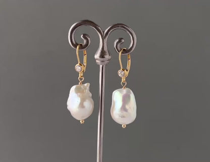 Raja Large Pearl Lever Back Earrings