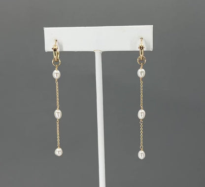 Rosa Huggie Pearl Hoop Earrings