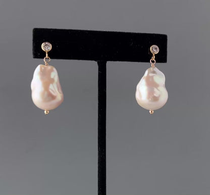 Raja Large Baroque Pearl Stud Earrings