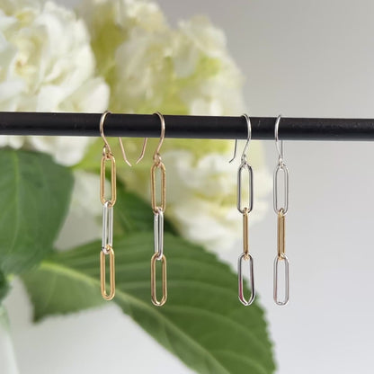 Gold and Silver Chain Link Earrings