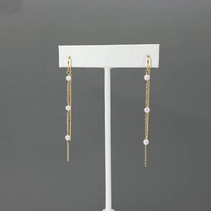 video 360 of 14k gold filled pearl chain earrings
