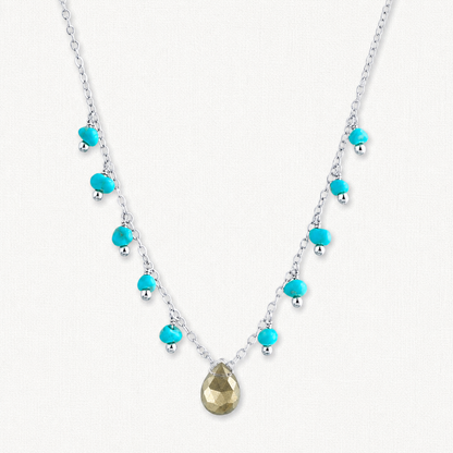 Celeste Pyrite Turquoise Dangle Necklace