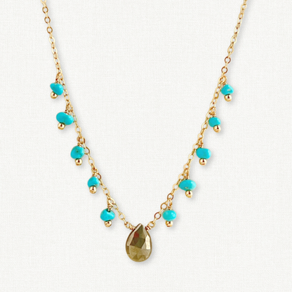 Celeste Pyrite Turquoise Dangle Necklace