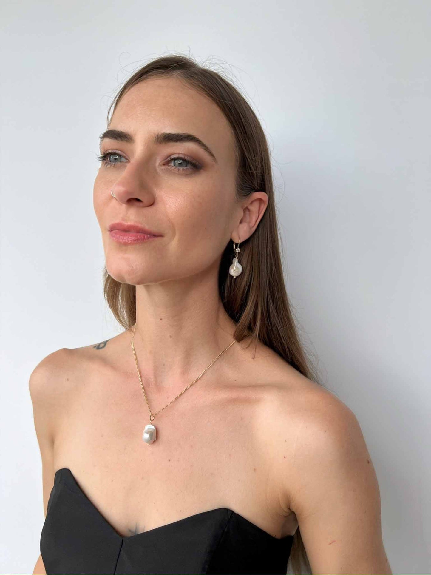 Raja Large Pearl Lever Back Earrings