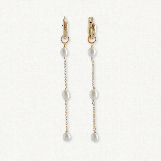Rosa Huggie Pearl Hoop Earrings
