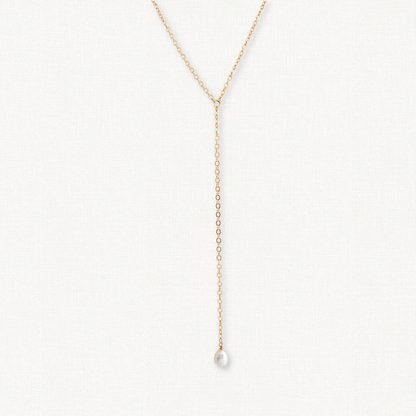 Rosa Tiny Pearl Y Necklace