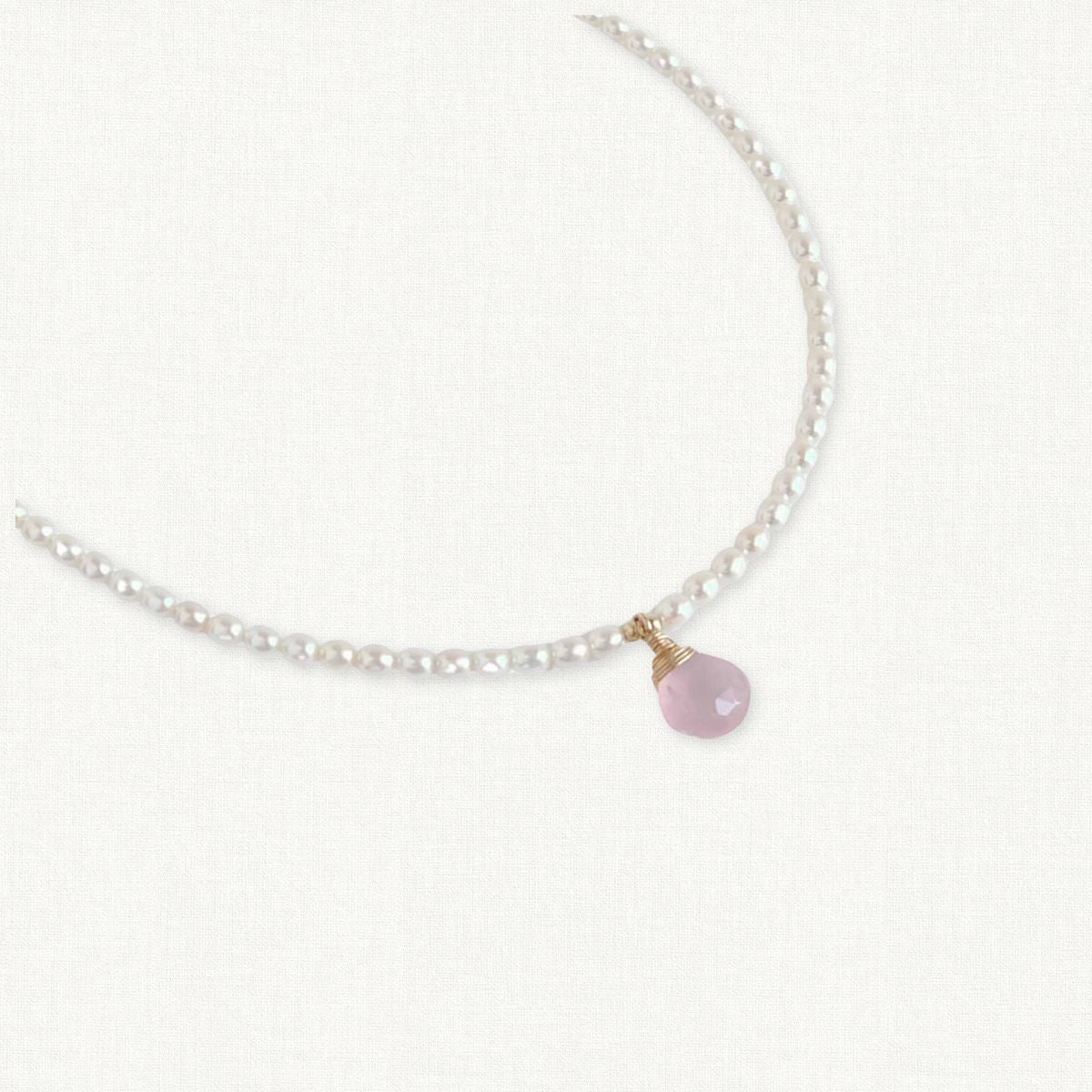 Dainty Pearl and Rose Quartz Choker