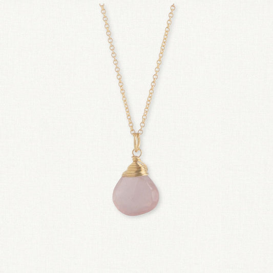 Wire Wrapped Rose Quartz Necklace