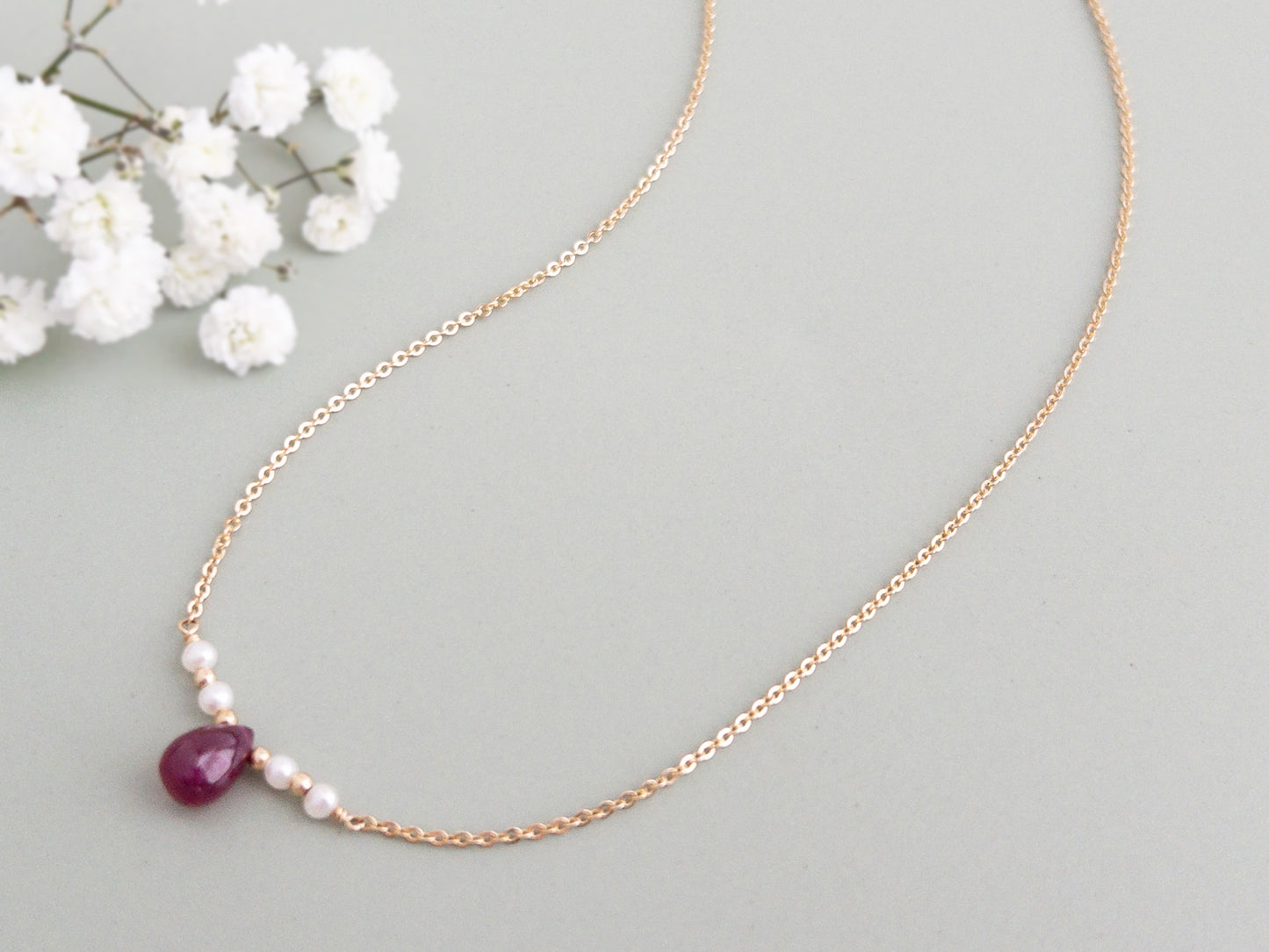 Ruby and Pearl Necklace