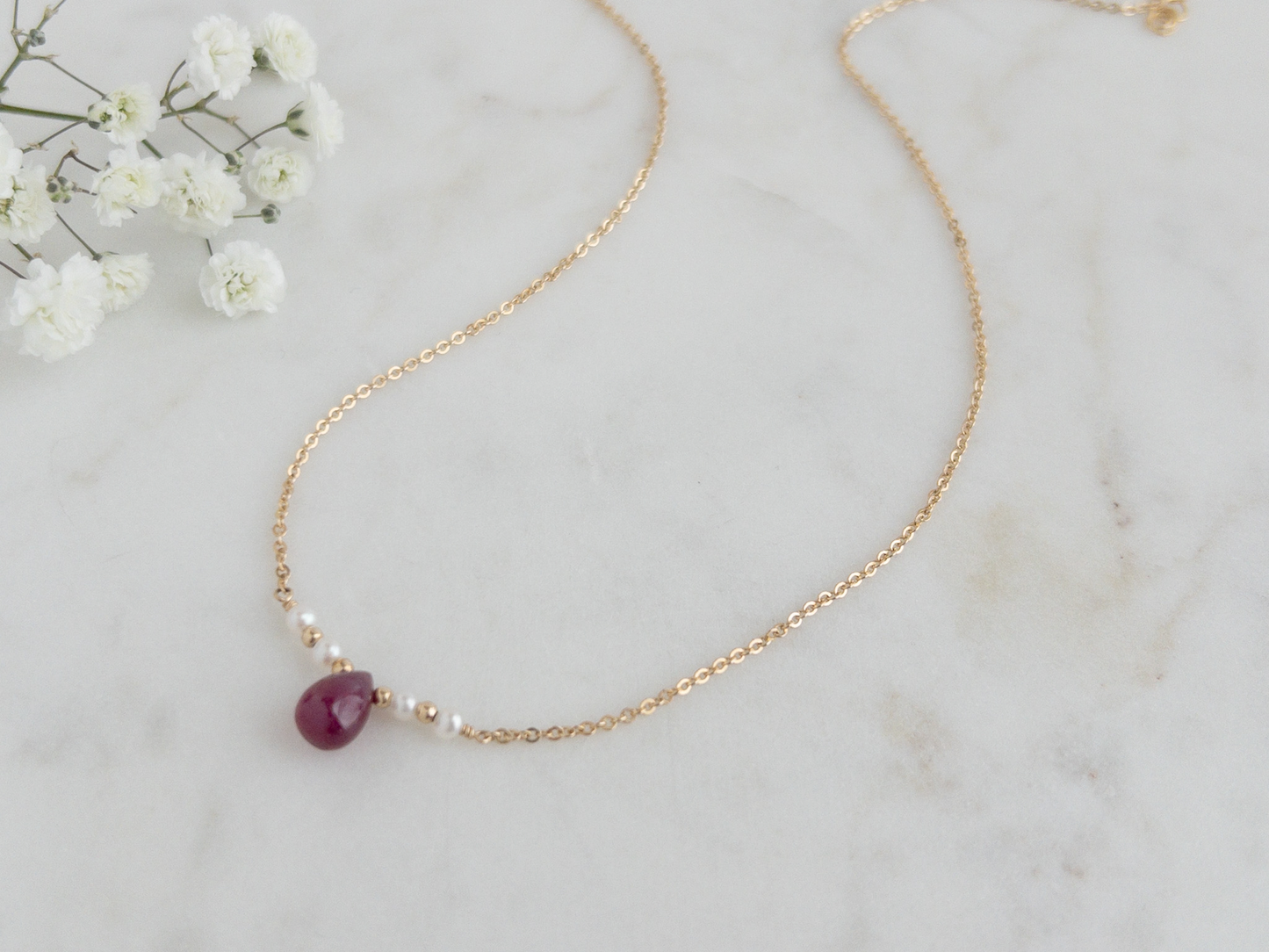 Ruby and Pearl Necklace