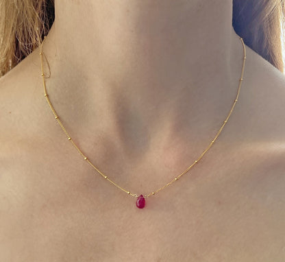 Ruby Orbit Necklace - July Birthstone