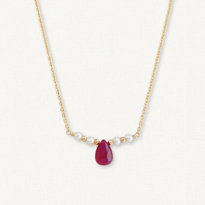 The Isla Necklace | Ruby and Pearl Bar Necklace