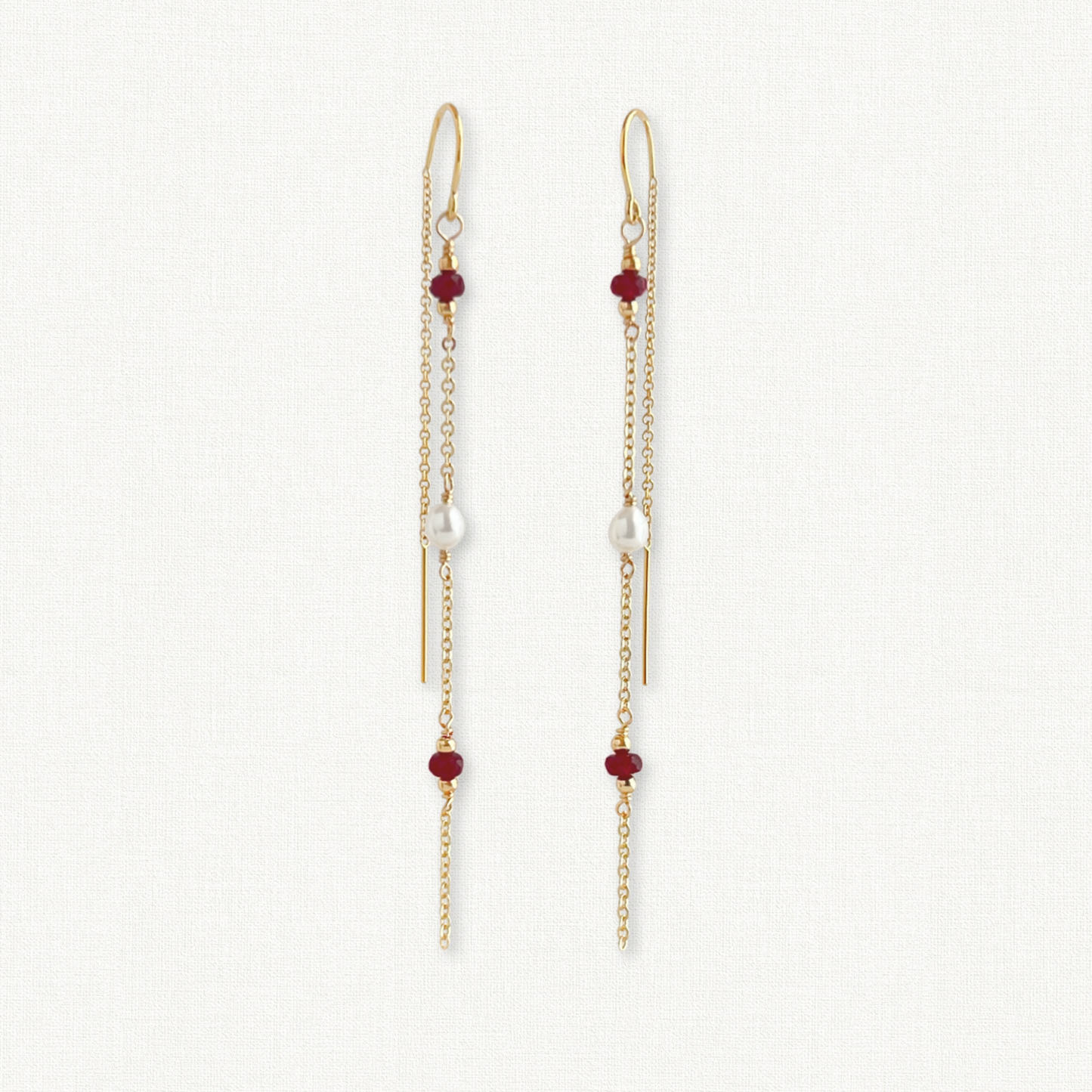 Gigi Ruby and Pearl Threader Earrings