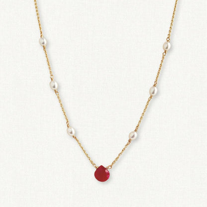 Heartland Necklace | Ruby pearl station necklace