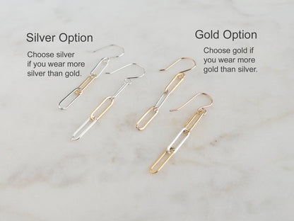 Gold and Silver Chain Link Earrings