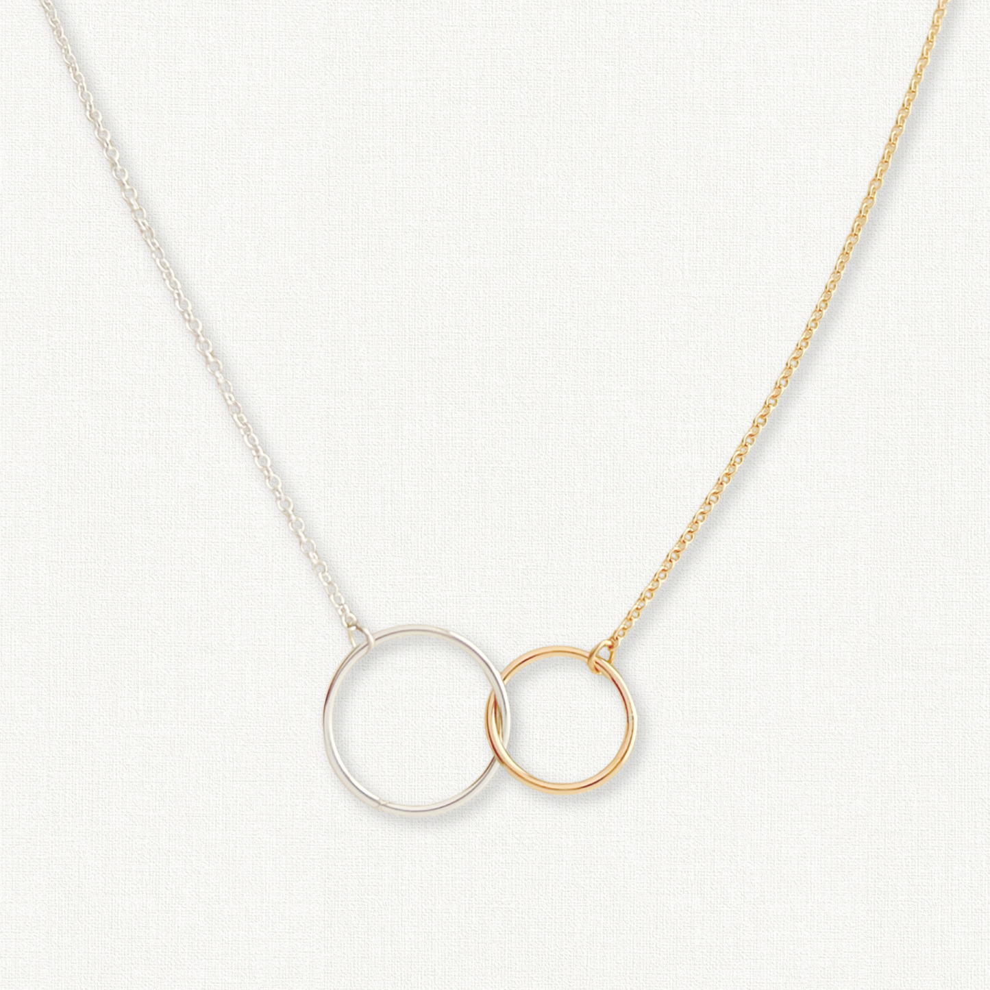 Mixed Metal Interlocking Rings Necklace