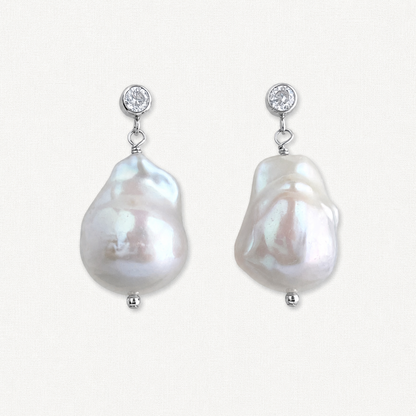 Raja Large Baroque Pearl Stud Earrings